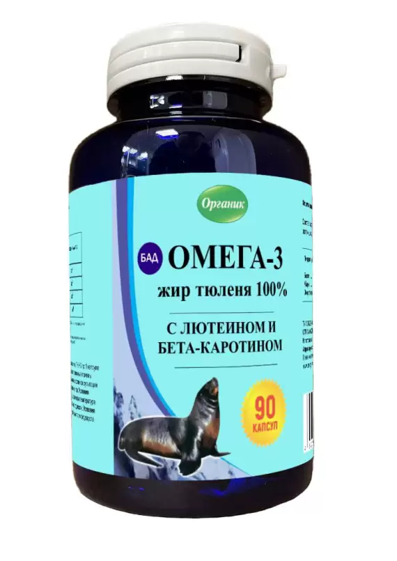 Омега-3, Жир тюленя 100% с лютеином и бета-каротином
